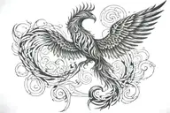 Phoenix evolving DNA strands tattoo design idea