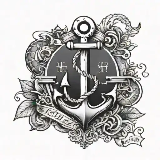 anchor tattoo, writen i refuse to sink, with a semilocon replecing the second letter I tattoo design idea