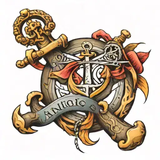 anchor tattoo, writen i refuse to sink, with a semilocon replecing the second letter I tattoo design idea