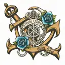 anchor tattoo, writen i refuse to sink, with a semilocon replecing the second letter I tattoo design idea