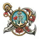 anchor tattoo, writen i refuse to sink, with a semilocon replecing the second letter I tattoo design idea