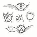 devil eye and turkish eye pattern inspired tattoo design idea