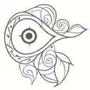 devil eye and turkish eye pattern inspired tattoo design idea
