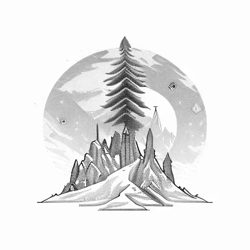Gunslinger, rose, jawbone, tarot cards, pine tree, mountains, desert, dark tower, keyhole tattoo design idea