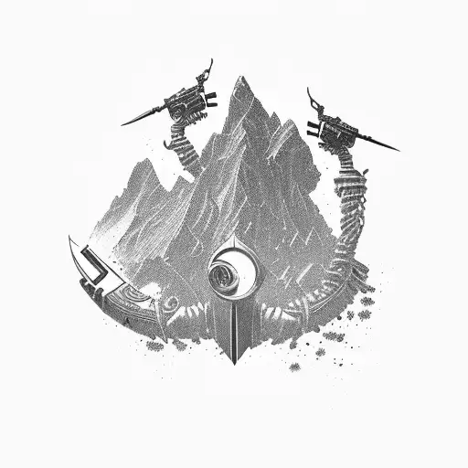 Gunslinger, rose, jawbone, mountains, desert, dark tower, keyhole tattoo design idea