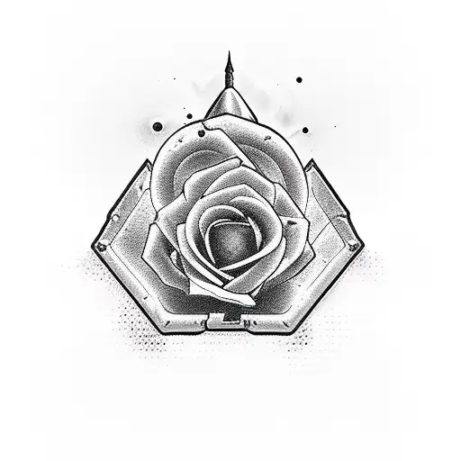 Gunslinger, rose, jawbone, mountains, desert, dark tower, keyhole tattoo design idea