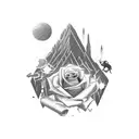 cowboygunslinger, rose, jawbone, mountains, desert, dark tower, keyhole tattoo design idea