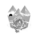 cowboygunslinger, rose, jawbone, mountains, desert, dark tower, keyhole tattoo design idea