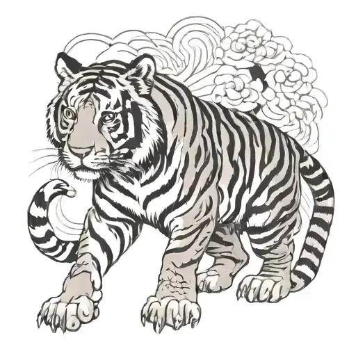 Create a Bengal tiger standing proudly and gazing out. tattoo design idea