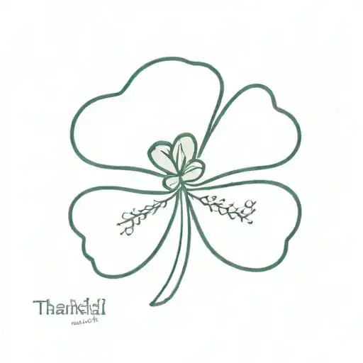 mini shamrock with the phrase "thankful" tattoo design idea