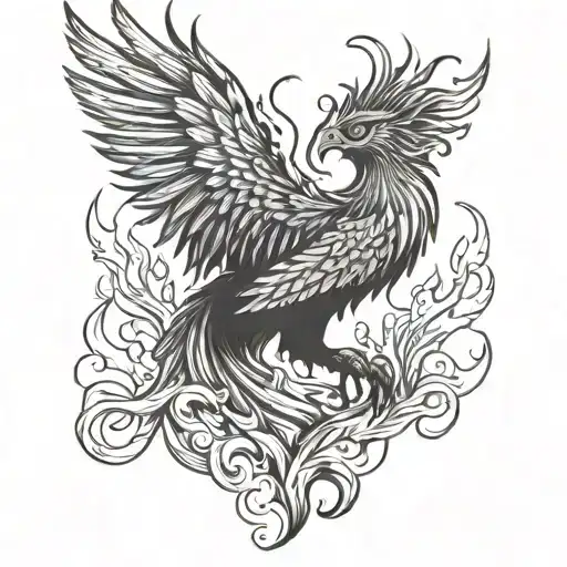 phoenix rising from flames tattoo design idea