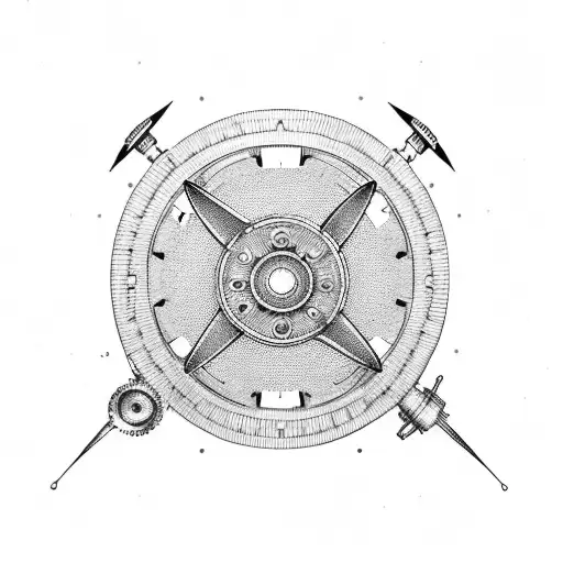 Mechanical gears and propellers forming a plane silhouette tattoo design idea