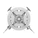 Mechanical gears and propellers forming a plane silhouette tattoo design idea