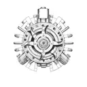 Mechanical gears and propellers forming a plane silhouette tattoo design idea