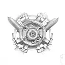 Mechanical gears and propellers forming a plane silhouette tattoo design idea