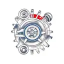 Mechanical gears and propellers forming a plane silhouette tattoo design idea