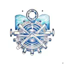 Mechanical gears and propellers forming a plane silhouette tattoo design idea