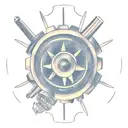 Mechanical gears and propellers forming a plane silhouette tattoo design idea