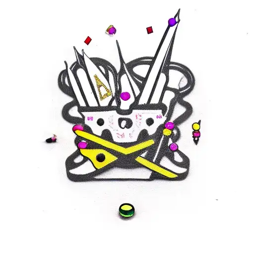 a voodoo doll sticking pins into itself tattoo design idea