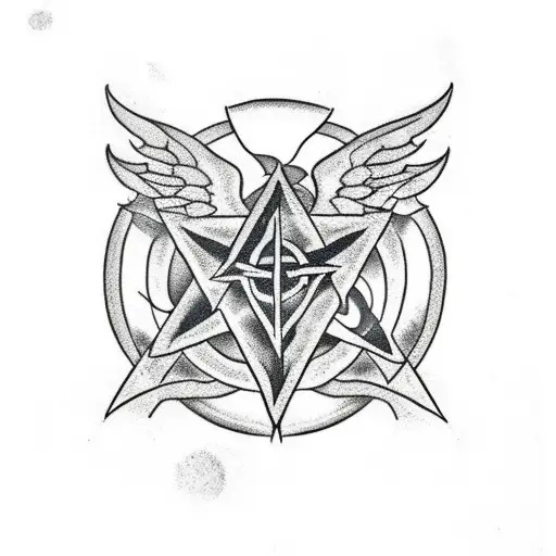 pentagram with devil trap grom Supernatural tv series tattoo design idea