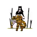 big titty goth girl with tiger in bamboo tattoo design idea