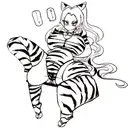 big titty goth girl with tiger in bamboo tattoo design idea