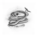 red dove and snake tattoo design idea