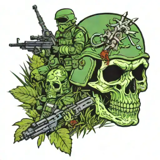 Halfway down the trail to Hell, In a shady meadow green Are the Souls of all dead troopers camped, Near a good old-time  tattoo design idea