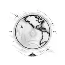 An airplane flying over a world map, showcasing the client's love for travel and exploration, in a dotwork style tattoo design idea