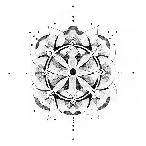 A dotwork tattoo of a geometric design with multiple circles representing the different aspects of the client's life tattoo design idea