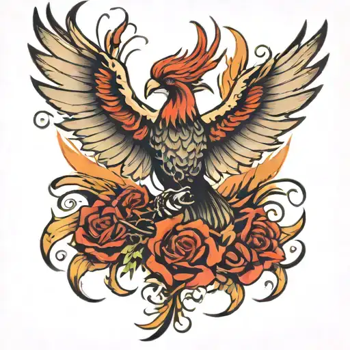 phoenix and broken bones tattoo design idea