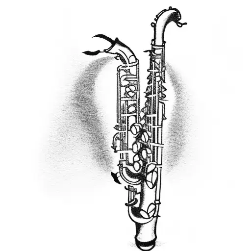 a saxophone draw a path for a child tattoo design idea