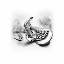 saxophone and time tattoo design idea