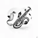 saxophone and time tattoo design idea