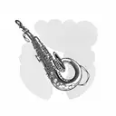 a saxophone draw a path for a child tattoo design idea