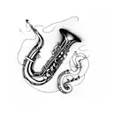 a saxophone draw a path for a child tattoo design idea