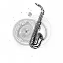 a saxophone draw a path for a child tattoo design idea