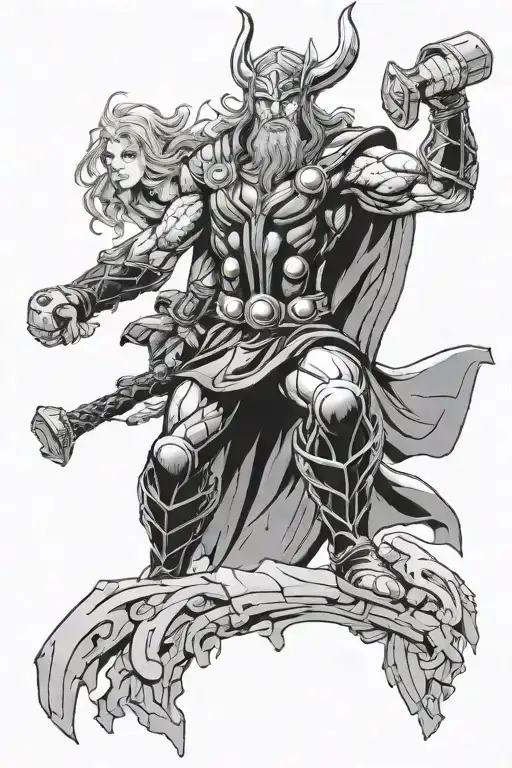 Thor the thundergod killing loki   tattoo design idea