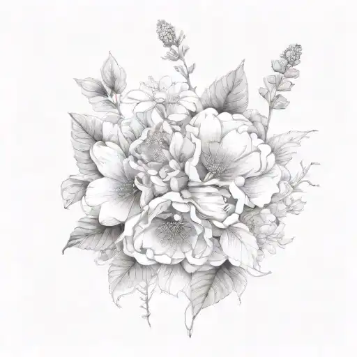 July august november birth flower bouquet tattoo design idea