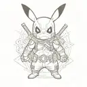 pikachu dressed up as deadpool tattoo design idea