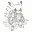 pikachu dressed up as deadpool tattoo design idea
