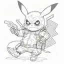 pikachu dressed up as deadpool cute tattoo design idea