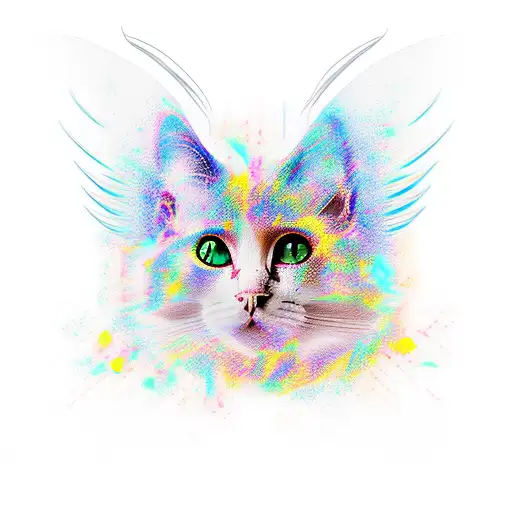 cat wings birdcage  tattoo design idea