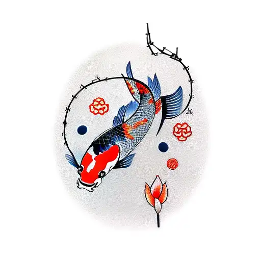 koi fish tattoo around barbed wire tattoo design idea