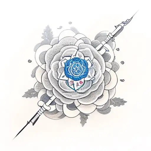 A stylized Rod of Asclepius surrounded by blooming flowers, representing the client's dedication to healing and their connection to nature tattoo design idea