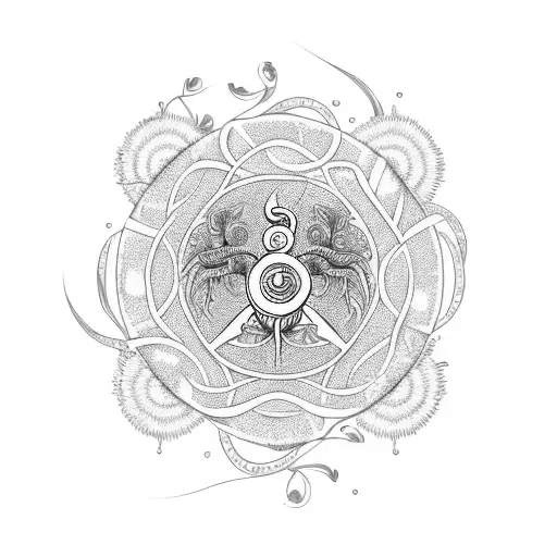 A stylized Rod of Asclepius surrounded by blooming flowers, representing the client's dedication to healing and their connection to nature tattoo design idea