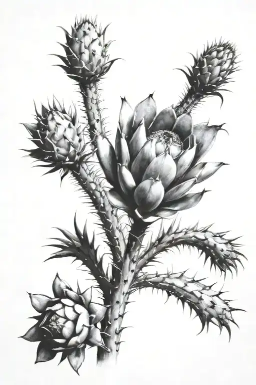 prickly pear cactus tattoo design idea