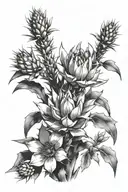 yucca, thistle, prickly pear cactus tattoo design idea
