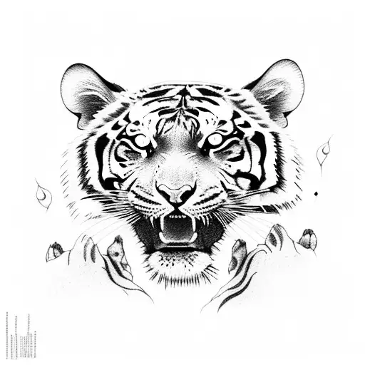 tiger mom and baby tattoo design idea
