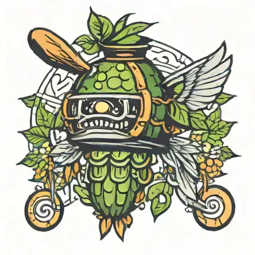 pickle parachute tattoo design idea